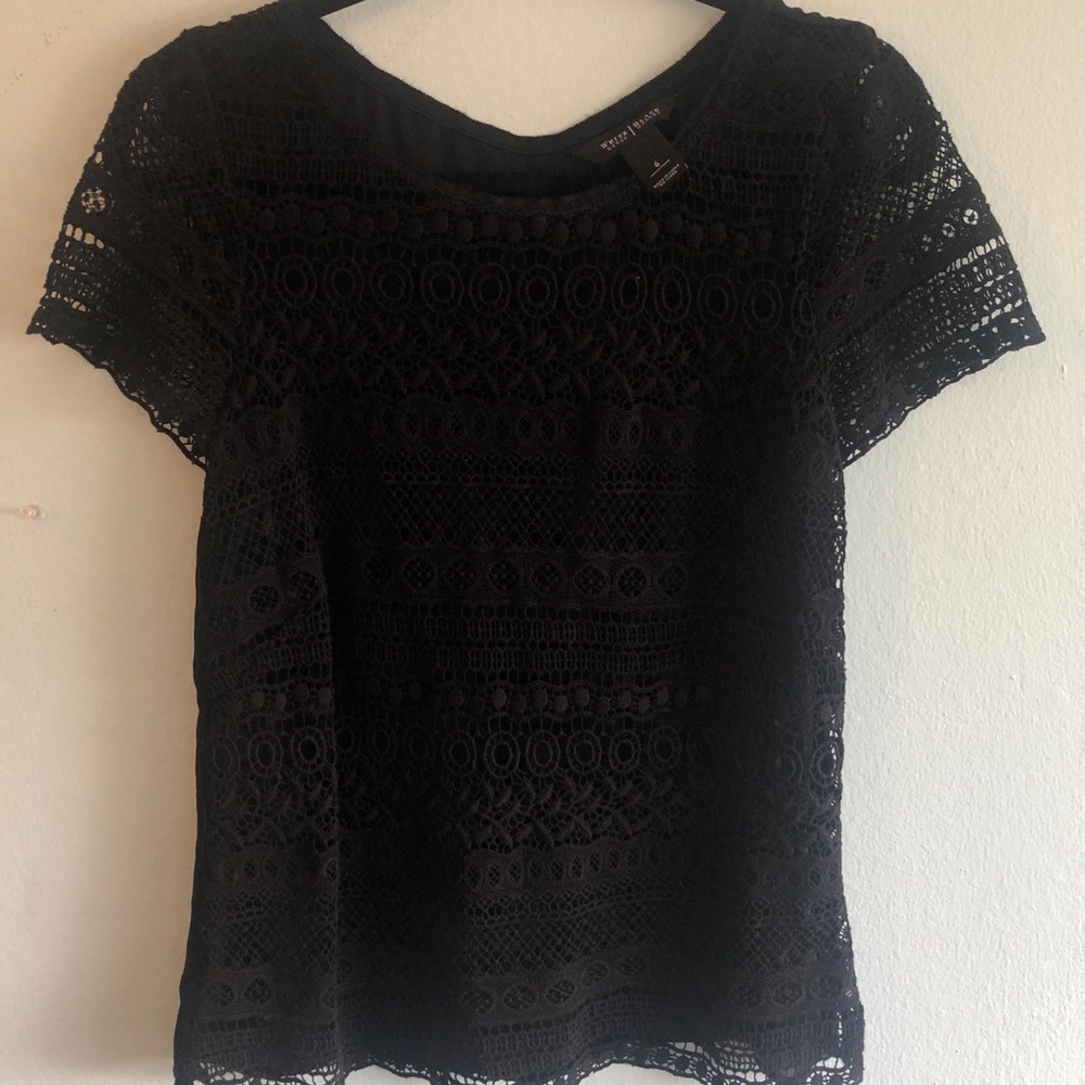 WHITE HOUSE BLACK MARKET black 
lace blouse